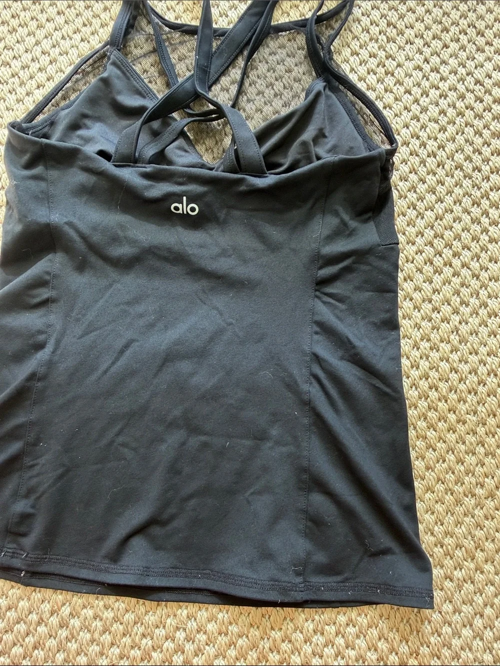 Alo Carmen Bra Black Mesh Detail Tank Top size small